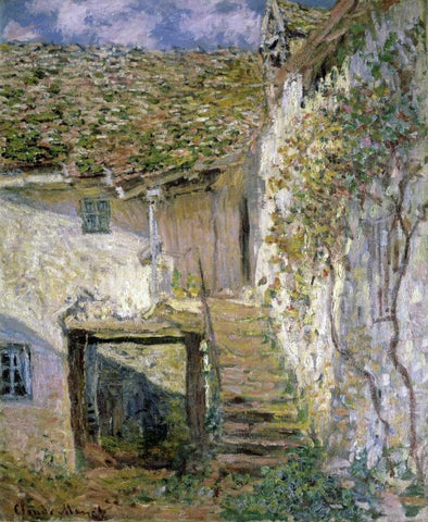 The Staircase White Modern Wood Framed Art Print with Double Matting by Monet, Claude