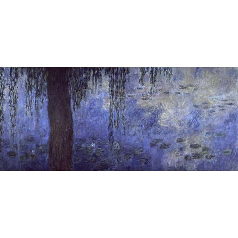 Water Lilies: Morning with Willows, c. 1918-26 - right panel White Modern Wood Framed Art Print by Monet, Claude