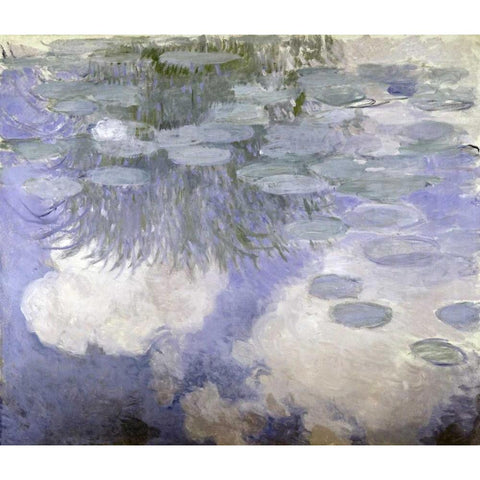 Water Lilies - Nymphaeas III Gold Ornate Wood Framed Art Print with Double Matting by Monet, Claude