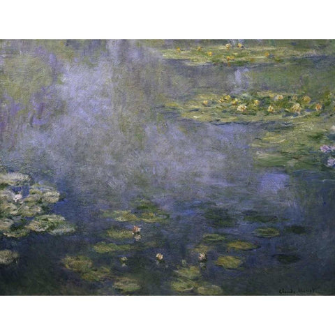 Water Lilies - Nympheas IV Black Modern Wood Framed Art Print with Double Matting by Monet, Claude