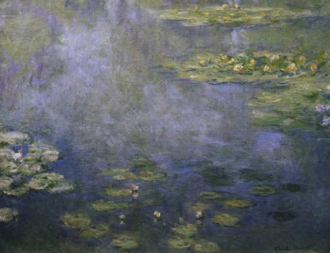 Water Lilies - Nympheas IV White Modern Wood Framed Art Print with Double Matting by Monet, Claude