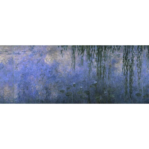 Water Lilies: Morning with Willows, c. 1918-26 - center panel White Modern Wood Framed Art Print by Monet, Claude