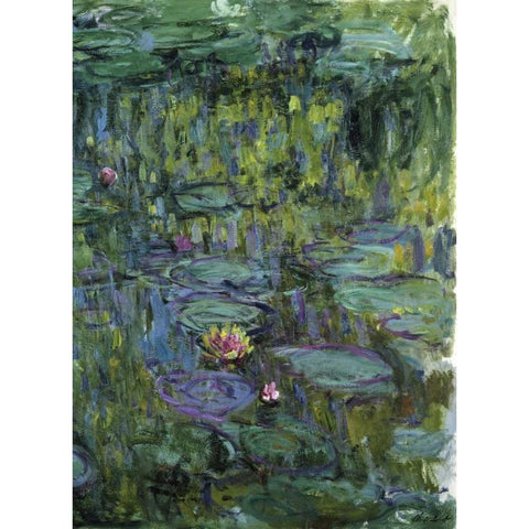 Water Lilies - Nympheas XI Black Modern Wood Framed Art Print with Double Matting by Monet, Claude