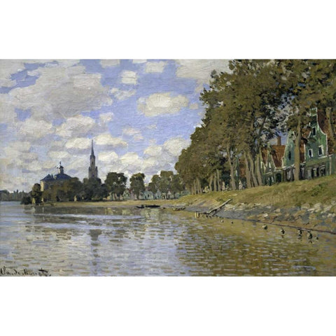 Zaandam - Holland Black Modern Wood Framed Art Print by Monet, Claude