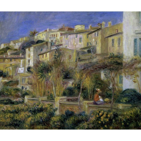 Terraces in Cagnes Black Modern Wood Framed Art Print with Double Matting by Renoir, Pierre-Auguste