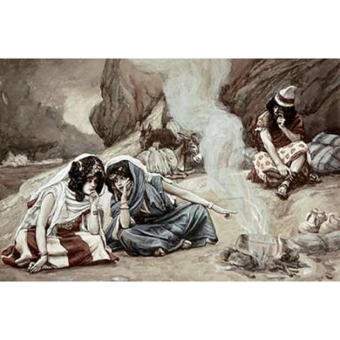 Daughters of Lot White Modern Wood Framed Art Print by Tissot, James