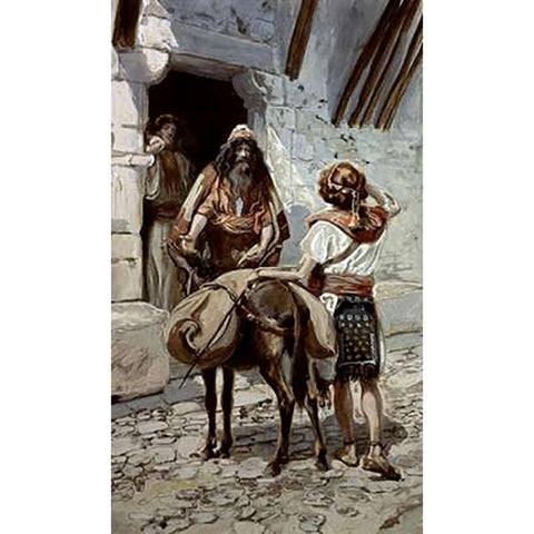 David Takes Saul The Presents From Jesse Black Modern Wood Framed Art Print with Double Matting by Tissot, James