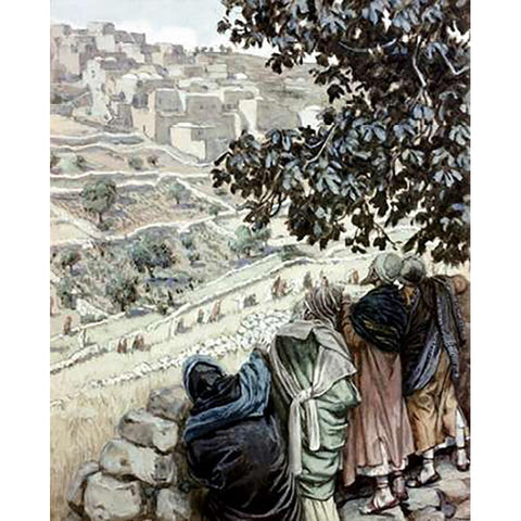 Disciples Pluck Corn On The Sabbath Gold Ornate Wood Framed Art Print with Double Matting by Tissot, James