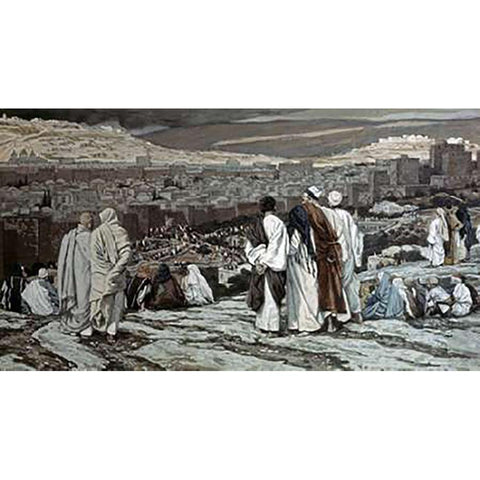 Disciples Watch From Afar White Modern Wood Framed Art Print by Tissot, James