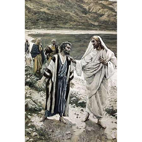 Feed My Lambs White Modern Wood Framed Art Print by Tissot, James