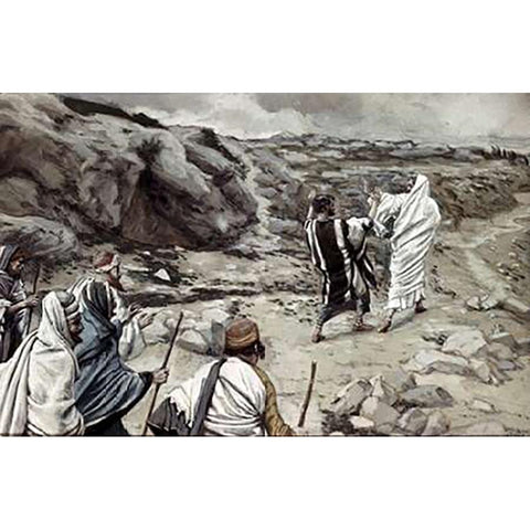 Get Thee Behind Me, Satan White Modern Wood Framed Art Print by Tissot, James