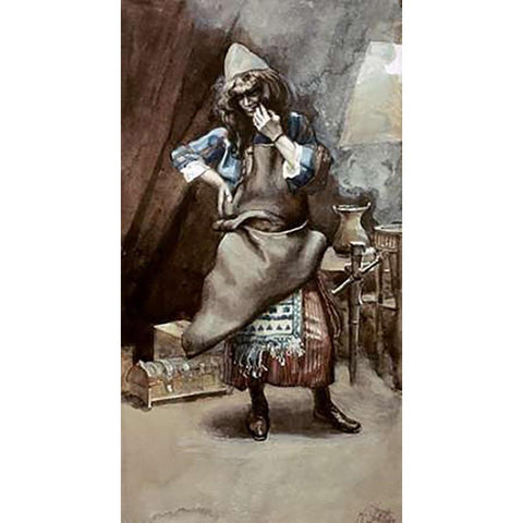 Goldsmith Black Modern Wood Framed Art Print with Double Matting by Tissot, James