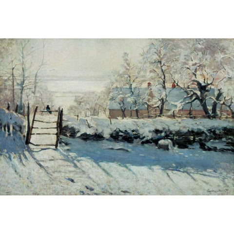 The Magpie Black Modern Wood Framed Art Print by Monet, Claude
