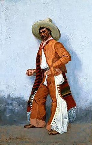 A Vaquero Black Ornate Wood Framed Art Print with Double Matting by Remington, Frederic