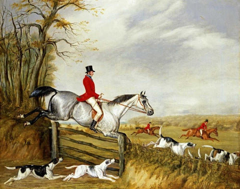 The Belvoir Hunt White Modern Wood Framed Art Print with Double Matting by Alken, Henry Thomas