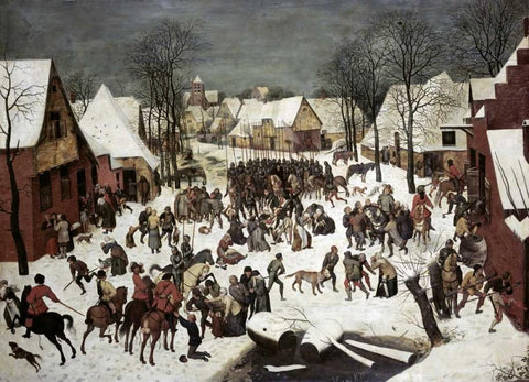 The Massacre of the Innocents White Modern Wood Framed Art Print with Double Matting by Bruegel, Pieter the Elder