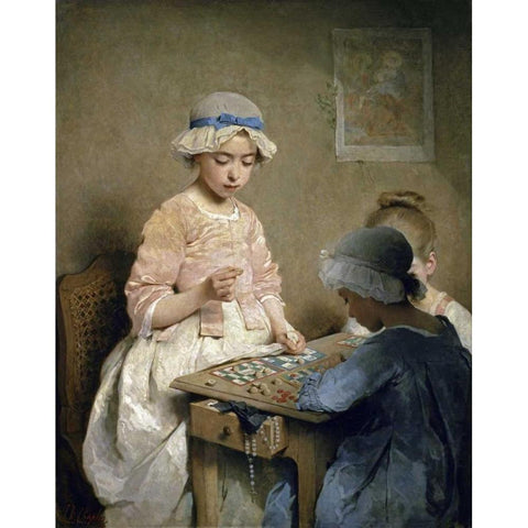 A Game of Chance Black Modern Wood Framed Art Print with Double Matting by Chaplin, Charles