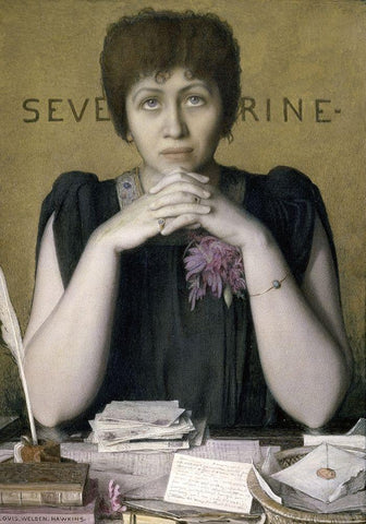 Madame Severine Black Ornate Wood Framed Art Print with Double Matting by Hawkins, Louis Welden