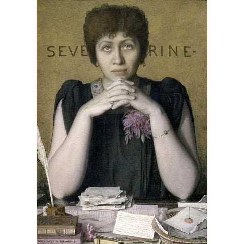 Madame Severine Gold Ornate Wood Framed Art Print with Double Matting by Hawkins, Louis Welden