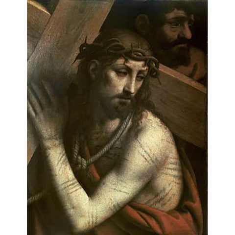Museumist Bearing His Cross Black Modern Wood Framed Art Print by Luini, Bernardino