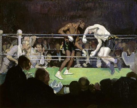 The Boxing Match Black Ornate Wood Framed Art Print with Double Matting by Luks, George Benjamin