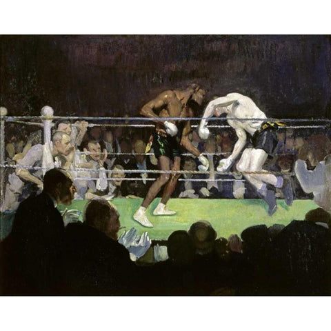 The Boxing Match Black Modern Wood Framed Art Print with Double Matting by Luks, George Benjamin