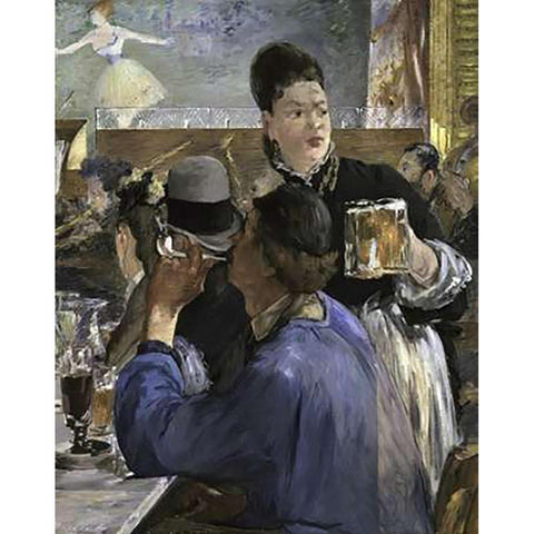 Corner of a Cafe Concert Gold Ornate Wood Framed Art Print with Double Matting by Manet, Edouard