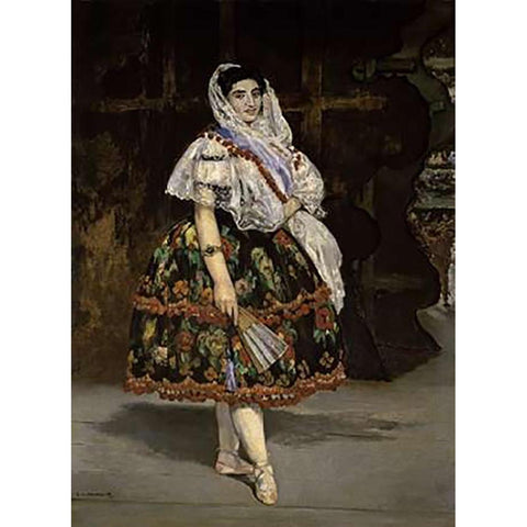 Lola de Valence Gold Ornate Wood Framed Art Print with Double Matting by Manet, Edouard