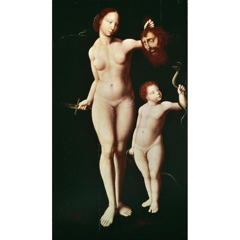 Judith and The Infant Hercules Gold Ornate Wood Framed Art Print with Double Matting by Master of Mansi Magdalen,