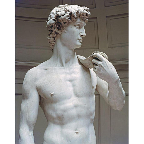 David (Detail I) White Modern Wood Framed Art Print by Michelangelo