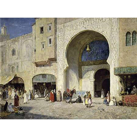 The Bazaar Gold Ornate Wood Framed Art Print with Double Matting by Millar, Addison Thomas