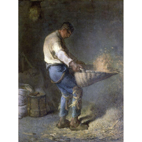 The Winnower Black Modern Wood Framed Art Print by Millet, Jean-Francois