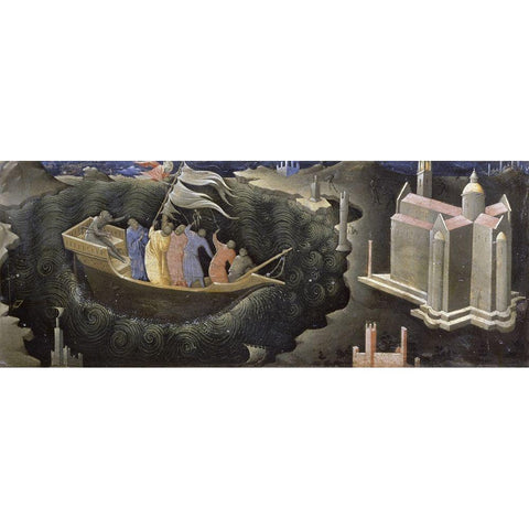 Miracle Of St. Niccolo Black Modern Wood Framed Art Print with Double Matting by Monaco, Lorenzo