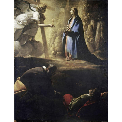 The Agony in the Garden Black Modern Wood Framed Art Print with Double Matting by Morazzone,