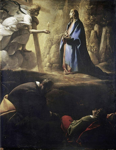 The Agony in the Garden White Modern Wood Framed Art Print with Double Matting by Morazzone,