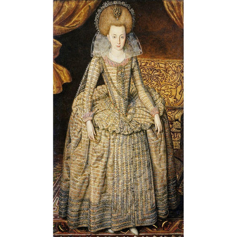 Portrait of Queen Elizabeth of Bohemia Black Modern Wood Framed Art Print by Peake, Robert