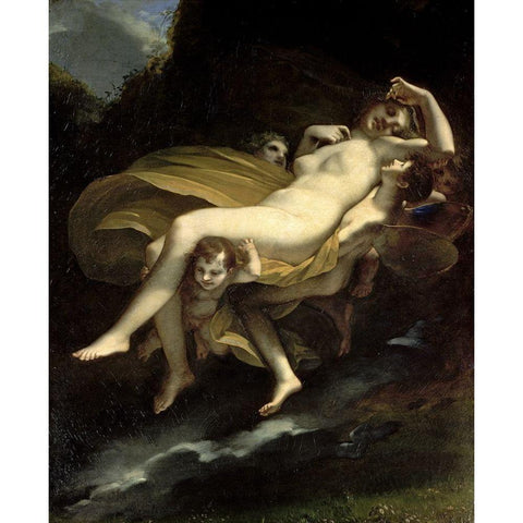 The Carrying Away of Psyche Black Modern Wood Framed Art Print by Prudhon, Pierre-Paul