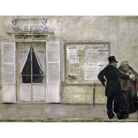 Guests Awaiting a Wedding Black Modern Wood Framed Art Print with Double Matting by Raffaelli, Jean-Francois