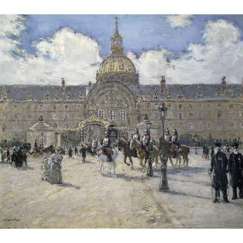 Les Invalides: Napoleons Tomb, 1895 White Modern Wood Framed Art Print by Raffaelli, Jean-Francois
