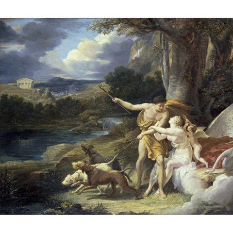 Venus and Adonis White Modern Wood Framed Art Print by Regnault, Alexandre Georges H.