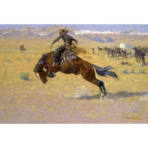 Cold Morning in the Range - duplicate of 268456 Black Modern Wood Framed Art Print with Double Matting by Remington, Frederic