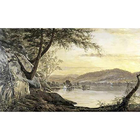 Sunset on the Lake Black Modern Wood Framed Art Print with Double Matting by Robbins, Horace Wolcott
