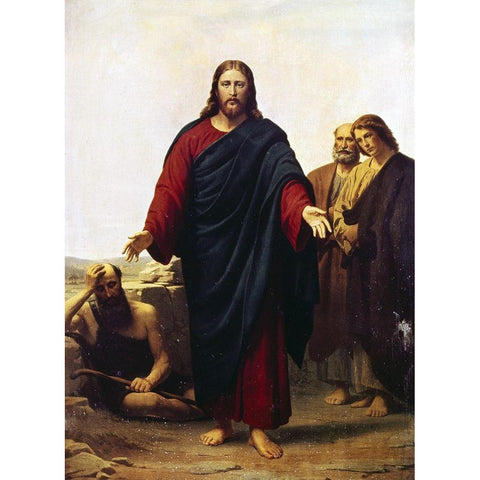 Christ with his Disciples Black Modern Wood Framed Art Print by Roed, Jorgen Pedersen