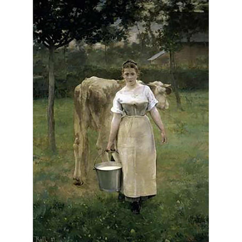 1887 Alfred Philippe Roll Black Modern Wood Framed Art Print with Double Matting by Roll, Alfred Philippe