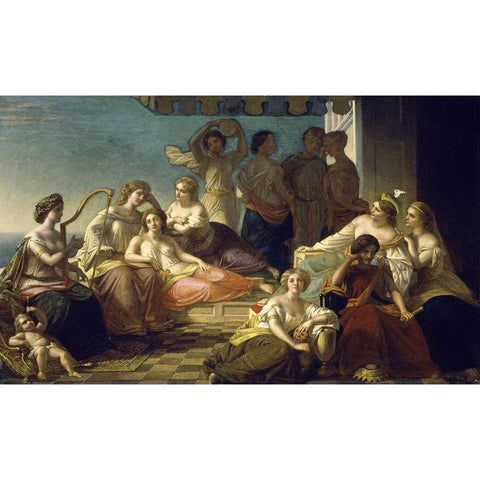 Muses and Graces Black Modern Wood Framed Art Print with Double Matting by Rossiter, Thomas Prichard