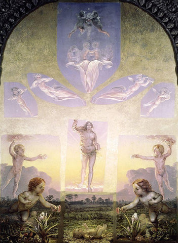 Morning White Modern Wood Framed Art Print with Double Matting by Runge, Philipp Otto