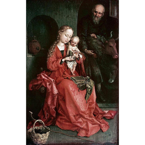The Holy Family White Modern Wood Framed Art Print by Schongauer, Martin