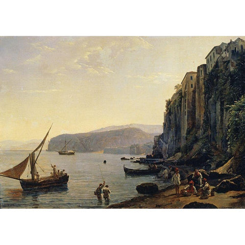 View of Sorrento, Near Naples Black Modern Wood Framed Art Print by Shchedrin, Silvestr Feodosevich