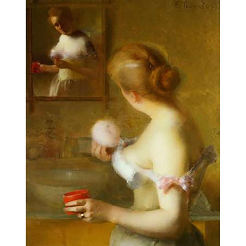 La Toilette Black Modern Wood Framed Art Print by Tournes, Etienne