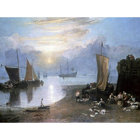 Sun Rising Through Vapor Black Modern Wood Framed Art Print with Double Matting by Turner, Joseph M.W.